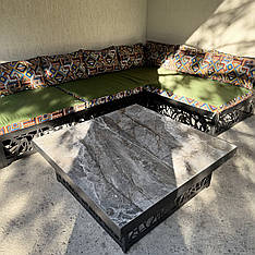 Модульна лаунж зона металева з м'якою частиною і столом. Комплект 4 метри