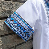 Вишиванка дитяча з коротким рукавом для хлопчика, біла з синім, фото 4