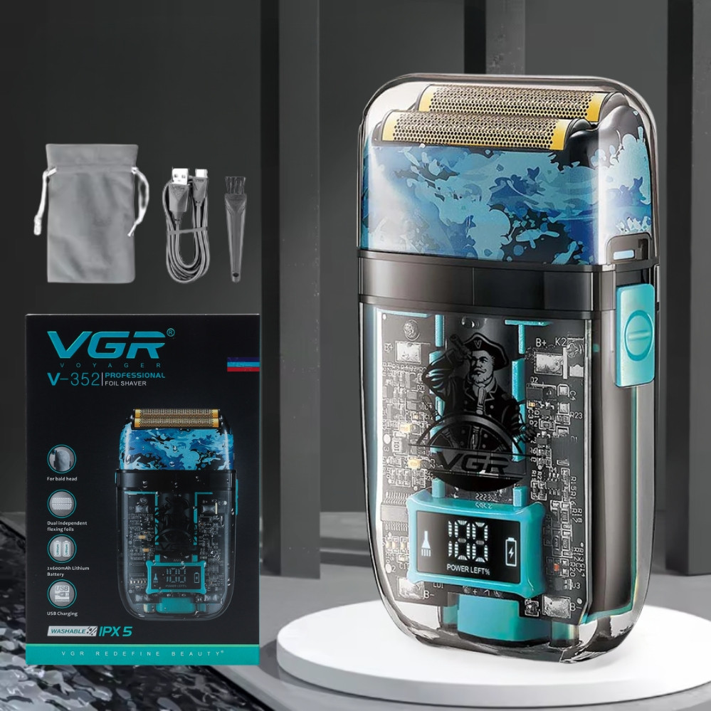 Бездротовий шейвер VGR V-352 з дисплеєм акумуляторна міні електробритва дорожня з usb зарядкою, фото 1