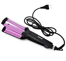 Плойка Kemei JFQ-KM-2022 трійна керамічна для локонів 45 Вт