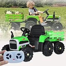 Дитячий електромобіль трактор з причепом John Deere M 5733EBLR-5 (USB, мотори 2x30W, акум.12V10AH), фото 2