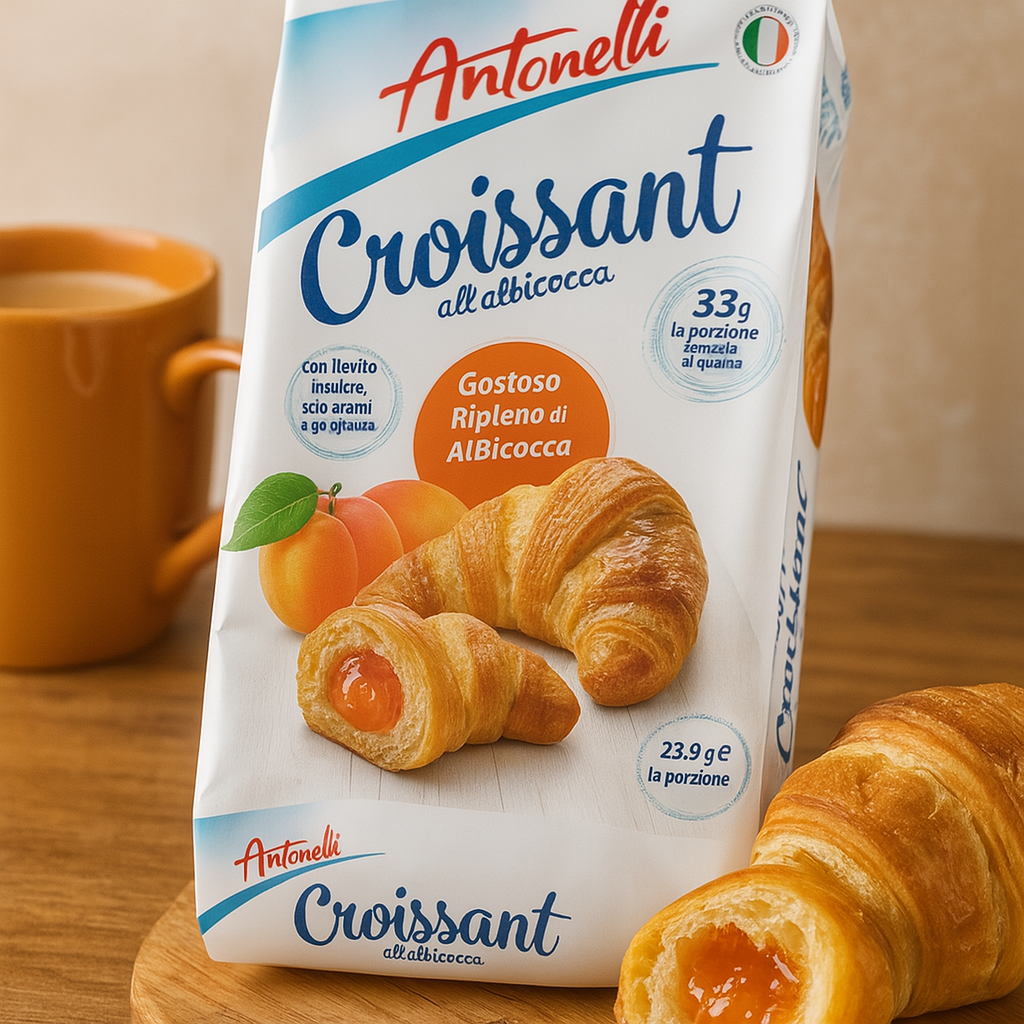 Круасани з абрикосовою начинкою Antonelli 5шт 250г. Італія, фото 1