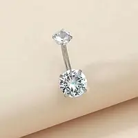 Сережка для пірсинга з стразами Finding Банан для пупка навела з хірургічної сталі Сталистий Білий 22мм x 5мм x 8мм