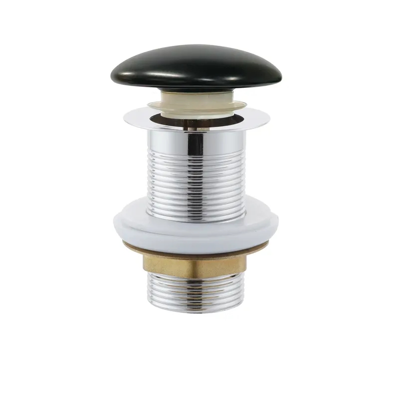 Донний клапан для раковини без переливу Mixxus POP-UP-09 BLACK автоматичний (Click-Clack) (Чорна керамічна накладка) 1 1/4'', фото 1