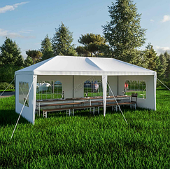 Альтанка з 6 боковими стінками 4 вікна  3x6 м Gazebo White