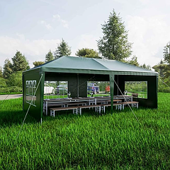Альтанка з 6 боковими стінками 4 вікна  3x6 м Gazebo Green