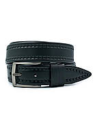 Шкіряний чоловічий ремінь Weatro 3,3 х 110-125 см Чорний, фото 3