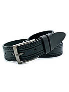 Шкіряний чоловічий ремінь Weatro 3,3 х 110-125 см Чорний, фото 2