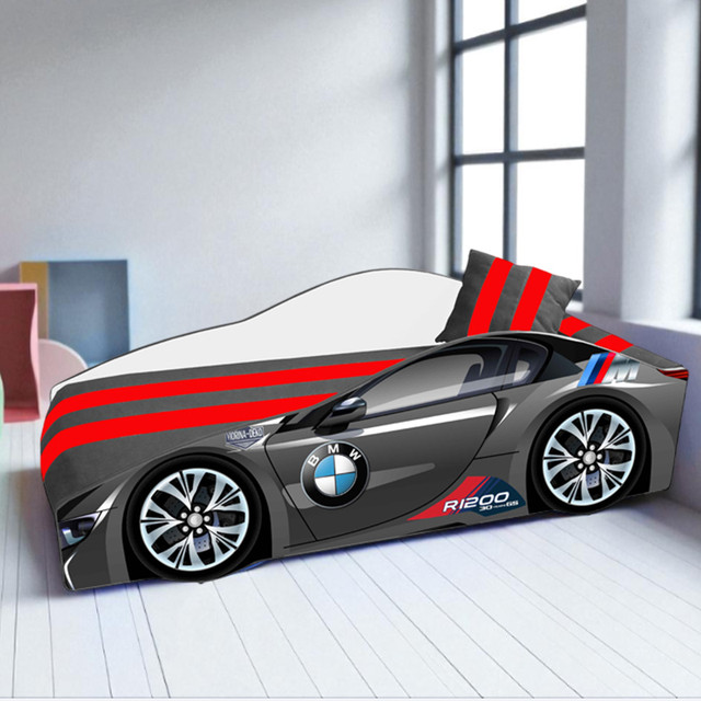 Ліжко машина БМВ Еліт КОМПЛЕКТ з матрацом, дитяче ліжко авто з вбудованим матрацом Спорт