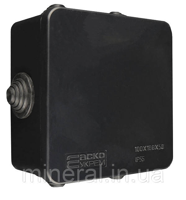 Коробка розподільча серії UAtmo РК 100*100*50, чорна, зов.монтажу, (уп. 20шт) | АСКО-УКРЕМ (A0150170033)