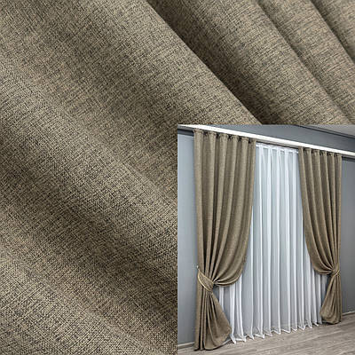 Комплект штор (2шт. 1,5х2,7м.) колекція "Льон Мішковина". Колір какао. Код 1770ш 33-0728