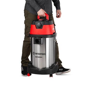 Пилосос будівельний 1.4 кВт 2 Stage, бак 30 л., нержавіюча сталь 201, >20кПа, STORM INTERTOOL WT-1430
