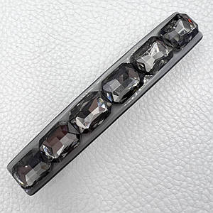 Шпилька автомат для волосся з сірими кристалами, що переливаються, розмір 9 см висота 1.5 см