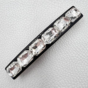 Шпилька автомат для волосся з білими кристалами, що переливаються, розмір 9 см висота 1.5 см