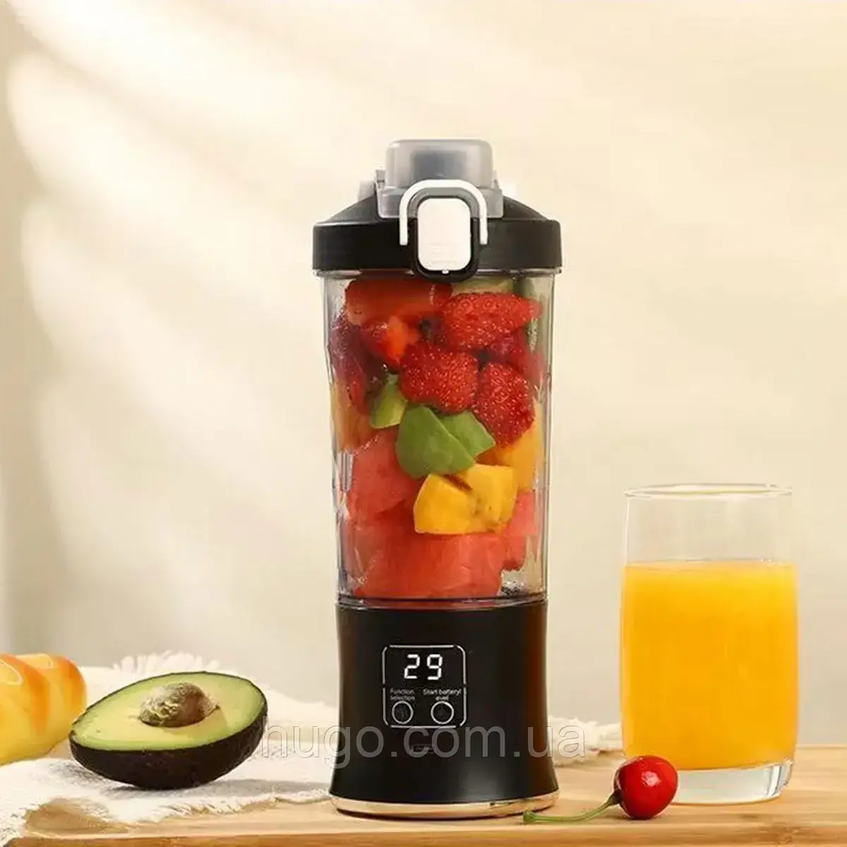 Міні-блендер для смузі та коктейлів, 600 мл, 150 Вт, Чорний / Акумуляторний блендер / Компактний блендер, фото 1