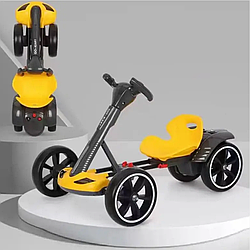 Дитячий електрокарт M 6072, 390 Вт, Жовтий / Електрокарт дитячий одномісний / Електрокартинг