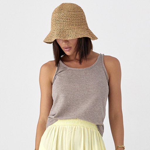 Однотонна жіноча майка з необробленою окантовкою кавова спортивна майка на літо розмір S, фото 1