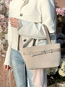 Сумка жіноча "Лоліта" натуральна шкіра та замша, бежева (слонова кістка)