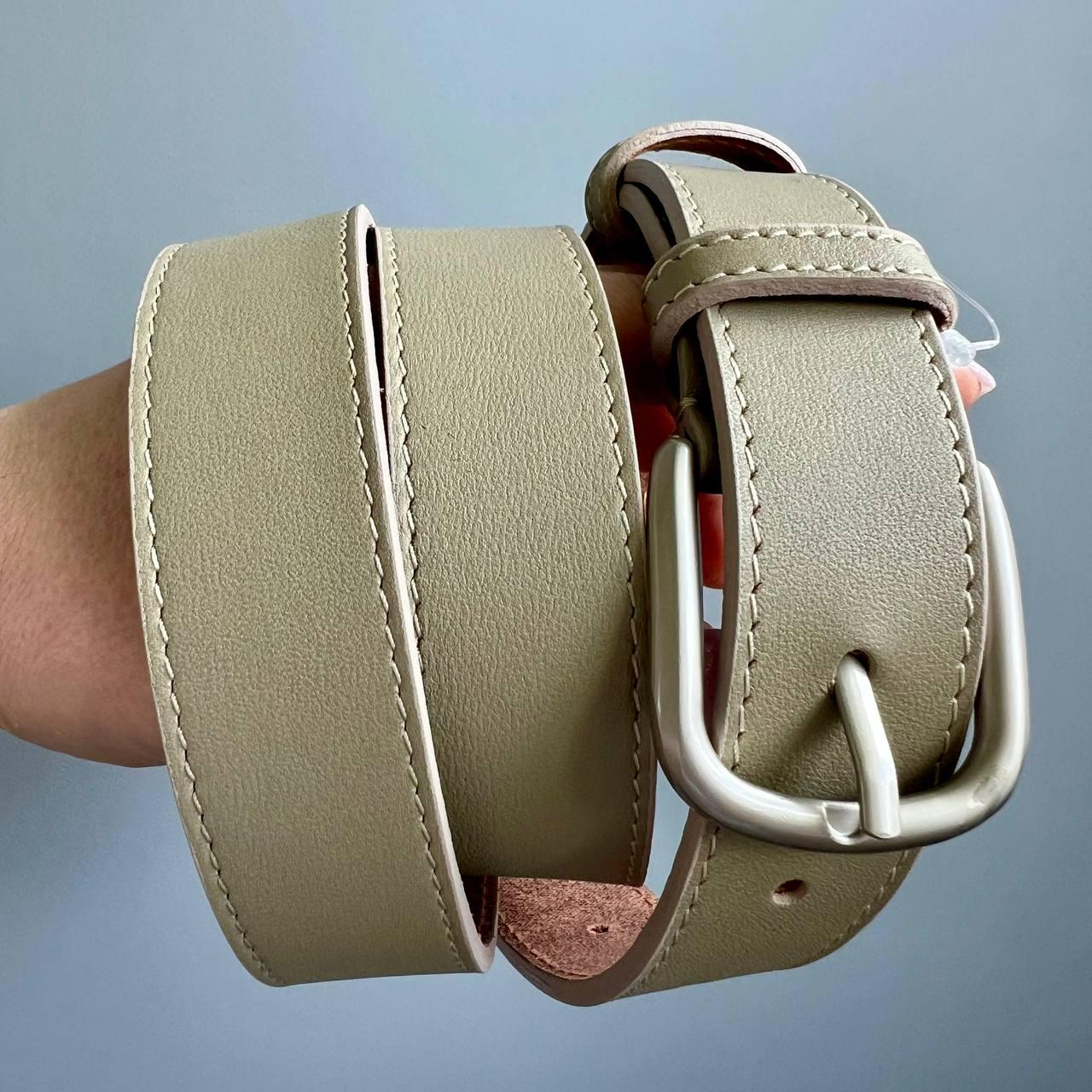 БРАК!!! УЦЕНКА!!! Ремінь жіночий шкіряний PS-3093 під джинси сіро-бежевий (111 см)