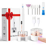 Прилад для манікюру та педикюру в домашніх умовах з УФ лампою й насадками фрейзер для дому лампа для манікюру, фото 5