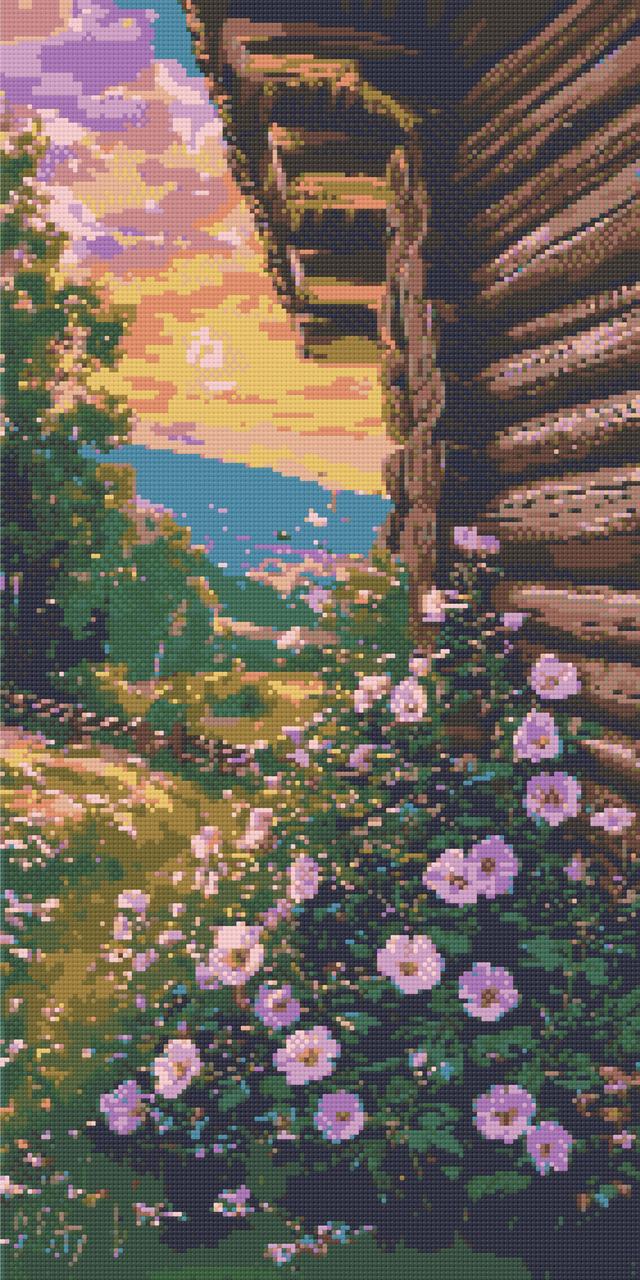 Алмазна мозаїка/вишивка Квітковий літній вечір 40*80 см Орігамі OD 5114, фото 1