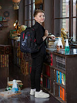 Рюкзак шкільний ортопедичний у 5-11 клас для хлопчика підлітковий з USB чорний з червоним SkyName 91-1, фото 4