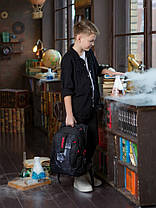 Рюкзак шкільний ортопедичний у 5-11 клас для хлопчика підлітковий з USB чорний з червоним SkyName 91-1, фото 3