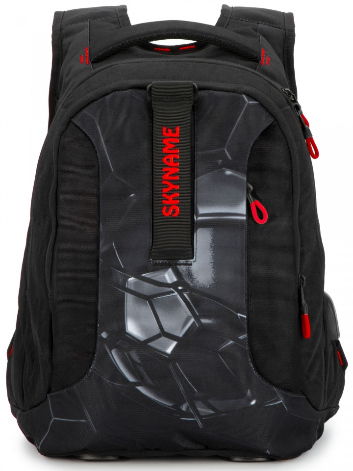 Рюкзак шкільний ортопедичний у 5-11 клас для хлопчика підлітковий з USB чорний з червоним SkyName 91-1