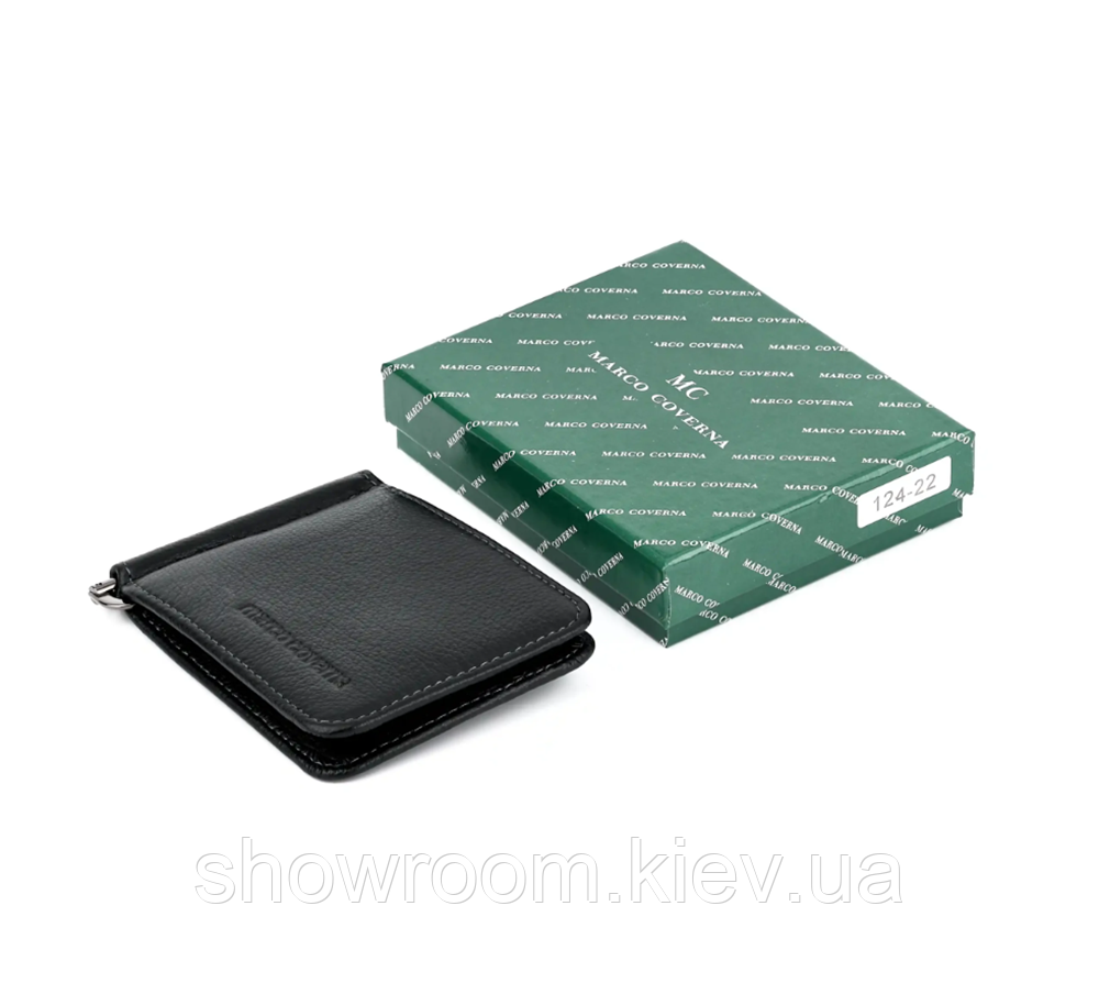 Шкіряний затиск для грошей на магніті Marco Coverna (124) black, фото 1