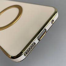 Чохол для Motorola G20 з металевим кільцем MagSafe із золотою рамкою на моторола г20 пудровий q08w, фото 4