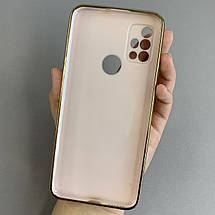 Чохол для Motorola G20 з металевим кільцем MagSafe із золотою рамкою на моторола г20 пудровий q08w, фото 2