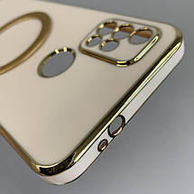 Чохол для Motorola G20 з металевим кільцем MagSafe із золотою рамкою на моторола г20 пудровий q08w, фото 5