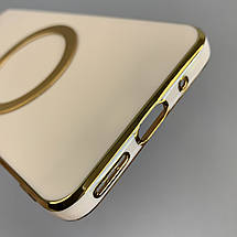 Чохол для Motorola G23 з металевим кільцем MagSafe із золотою рамкою на моторола г23 пудровий q08w, фото 4