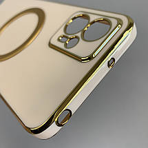 Чохол для Motorola G23 з металевим кільцем MagSafe із золотою рамкою на моторола г23 пудровий q08w, фото 5