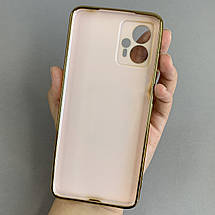 Чохол для Motorola G23 з металевим кільцем MagSafe із золотою рамкою на моторола г23 пудровий q08w, фото 2