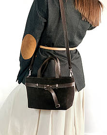 Сумка жіноча "Лоліта" натуральна шкіра та замша, коричнева (шоколад)