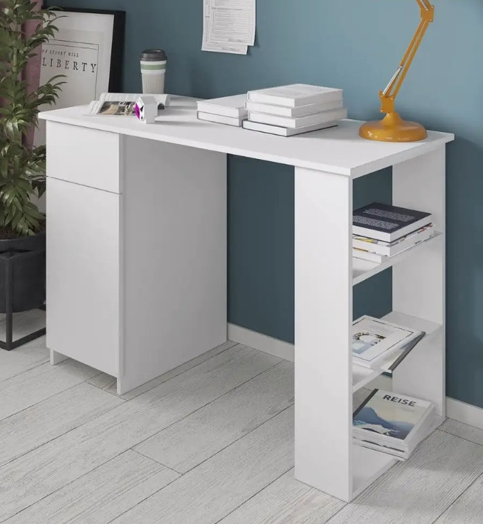 Комп'ютерний стіл-стелаж СЛТ-77 (з ящиком), офісний стіл, стіл для школяра колір Білий