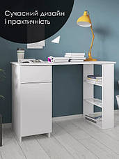Комп'ютерний стіл-стелаж СЛТ-77 (з ящиком), офісний стіл, стіл для школяра колір Білий, фото 2