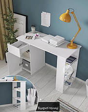 Комп'ютерний стіл-стелаж СЛТ-77 (з ящиком), офісний стіл, стіл для школяра колір Білий, фото 3