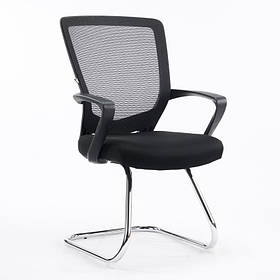 Офісне крісло Torino black на хром полози із сітковою спинкою чорного кольору