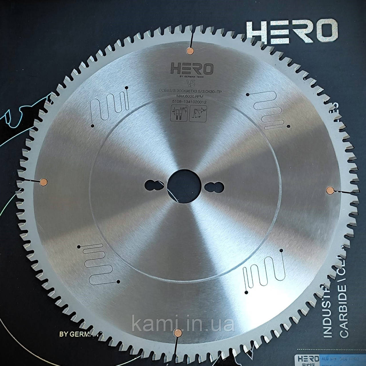 Пила дискова по алюмінію HERO ALU 300x3.5x3.0x30 96z (-6 град.) для торцювання та різу під кутом, фото 1