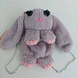 Дитяча сумочка-рюкзак м'яка іграшка «Кролик» сірий, 29 см ТМ Копиця (00205-10), фото 4