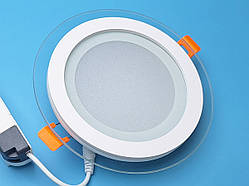 LED світильник врізний стельовий круглий 18W 4100K (нейтральне світло) зі скляним декором