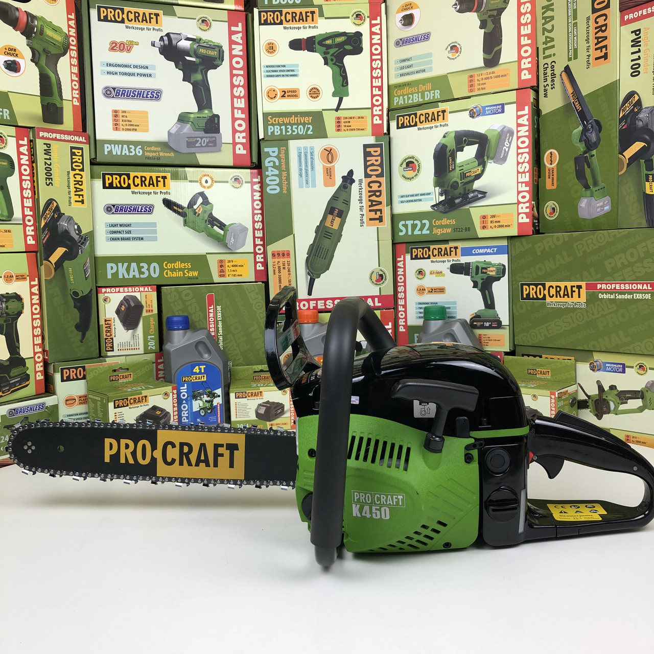 Бензопила Procraft K450 (3.5 кВт, 2 шини 40см та 45см) Ланцюгова пилка Прокрафт К450