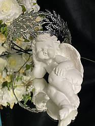 Обруч на голову Лавровий лист Сріблястий 100 мм Обруч для весільної зачіски Стильна прикраса