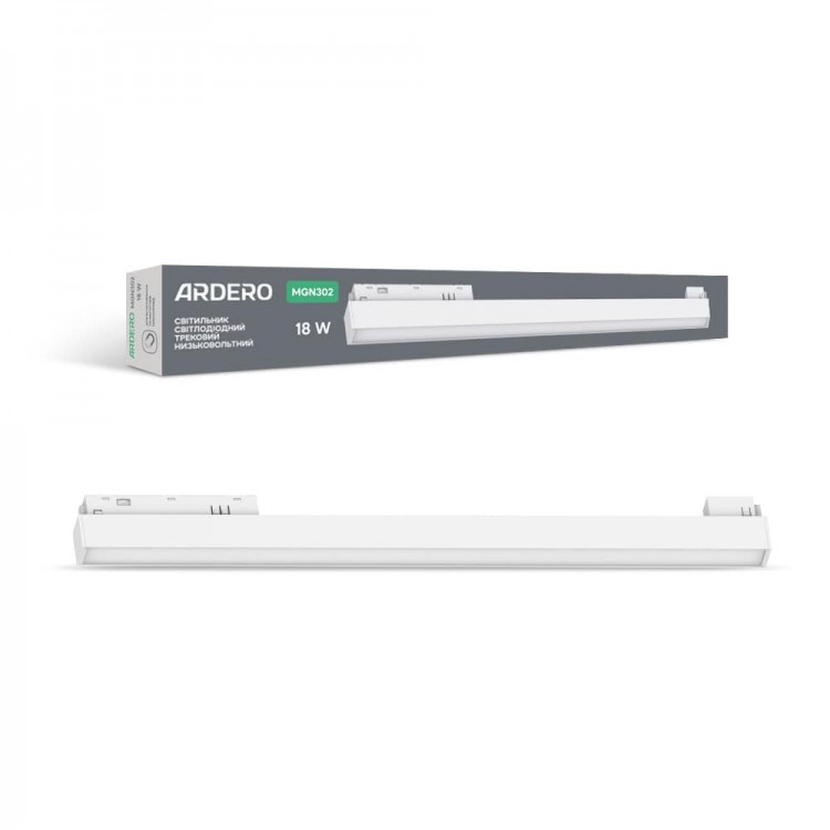 Трековий магнітний світильник Ardero MGN302 18Вт 4000K бiлий лінійний 1440Lm LED 450х22х43 мм, фото 1