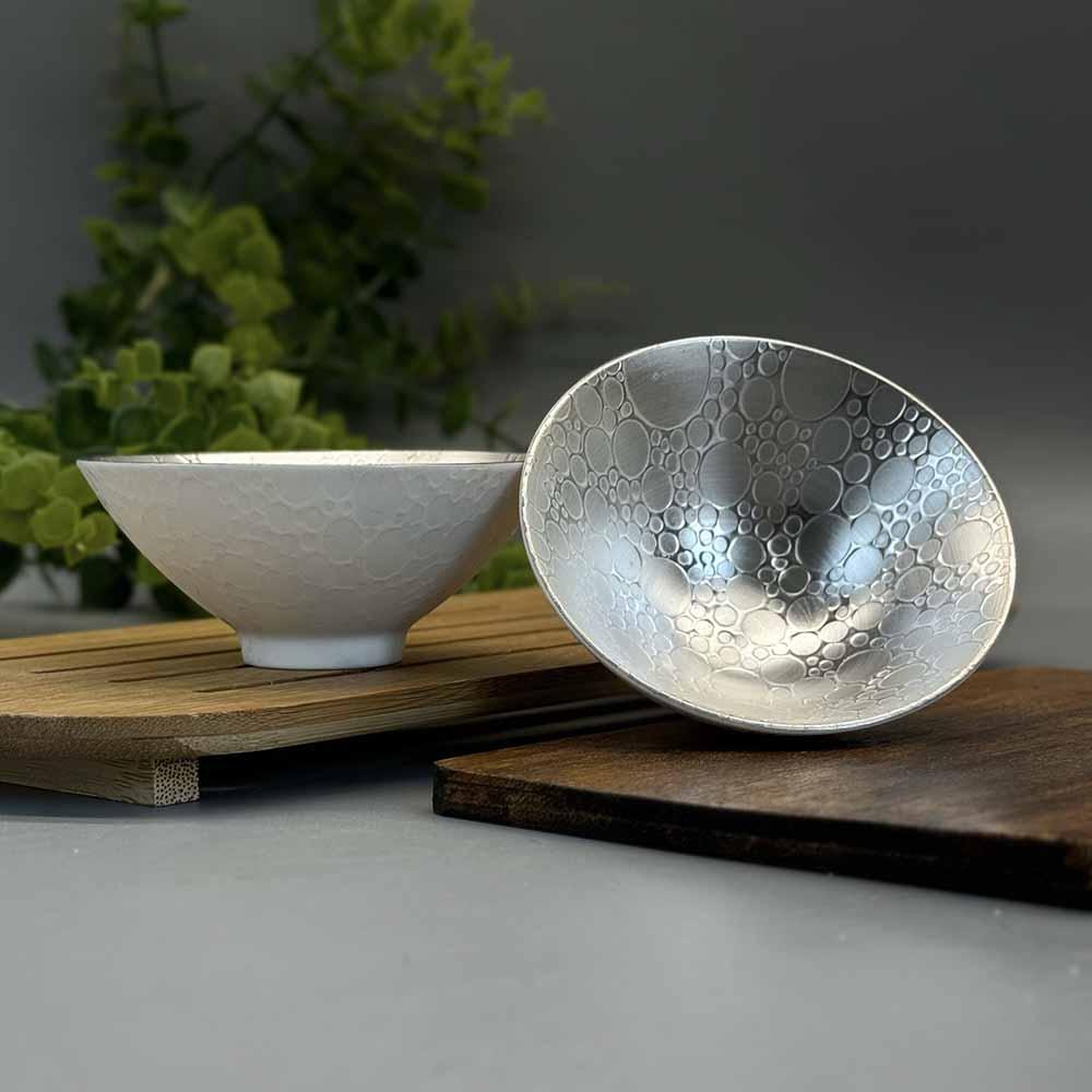 Фарфорова піала зі срібленням «Морська піна» Біла (1шт 75мл), фото 1