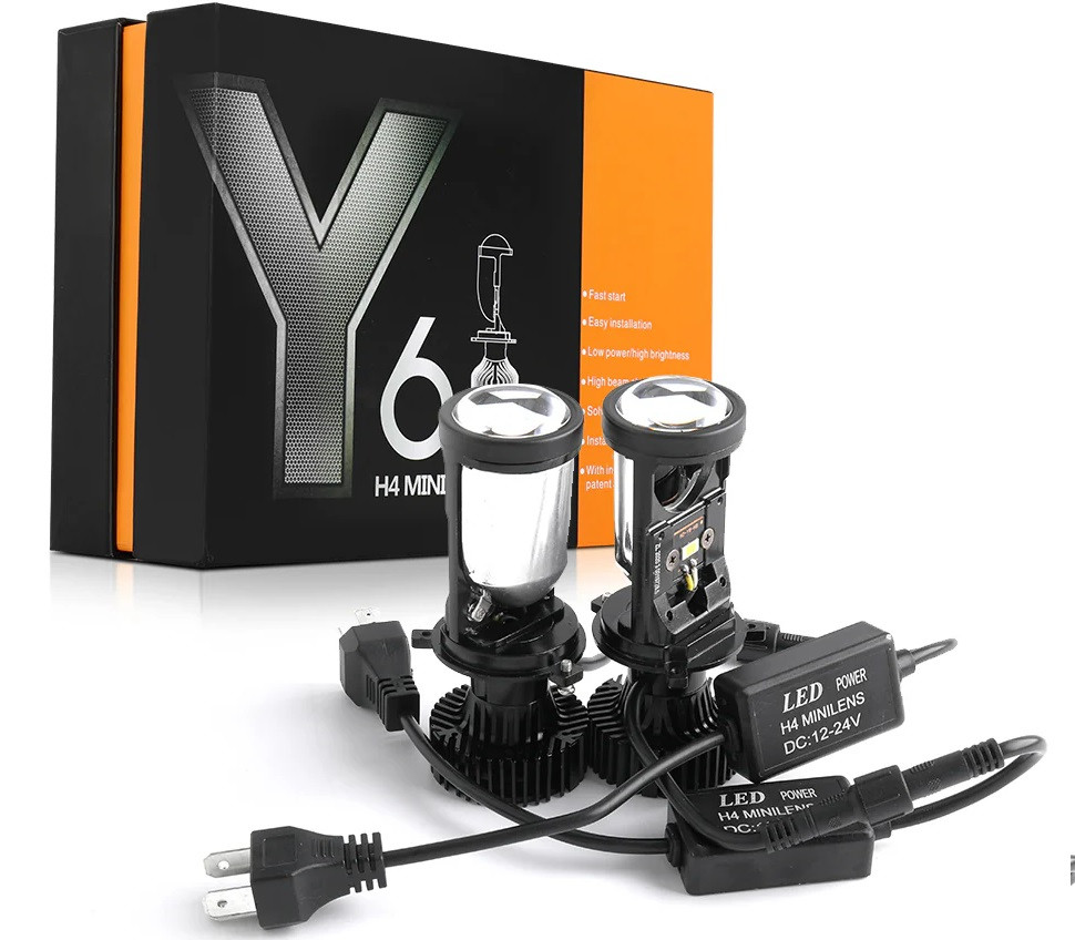 LED-лампи автомобільні Y6 H4 90W 5000K з лінзами, фото 1