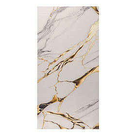 Декоративна ПВХ плита цільна 1.22х2.44 м, ПВХ панель на стіну глянцева, Золотий мармур