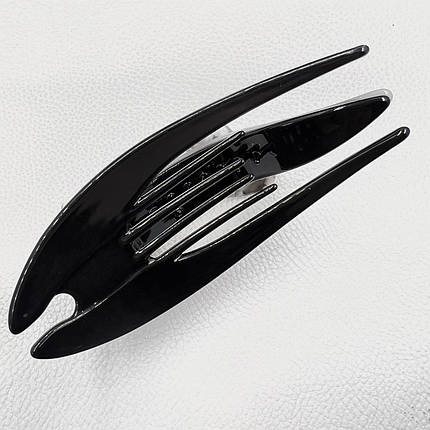 Шпилька краб для волосся французький пластик бантик сірого кольору з кристалами довжина 12.5 см висота 5 см, фото 2